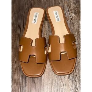 Steve Madden Hadyn slide sandals in cognac leather new sz 9.5